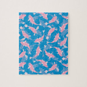 Puzzle Patrón rosa y azul - Koi Fish