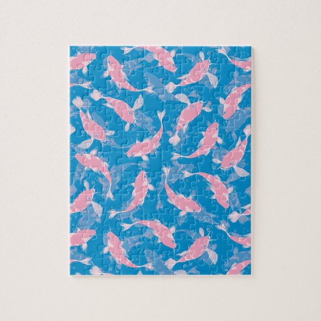 Puzzle Patrón rosa y azul - Koi Fish (Vertical)