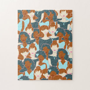 Puzzle Patrón sin fisuras con chicas negros y chicas blan