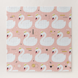 Puzzle Patrón sin foco con cisnes blancos.