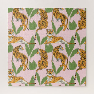 Puzzle Patrón sin foco de tigre: estilo vintage exótico