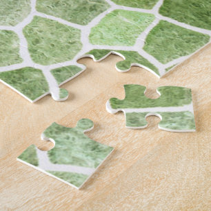 Puzzle Patrón Terrazo de tracción dorada verde pálido