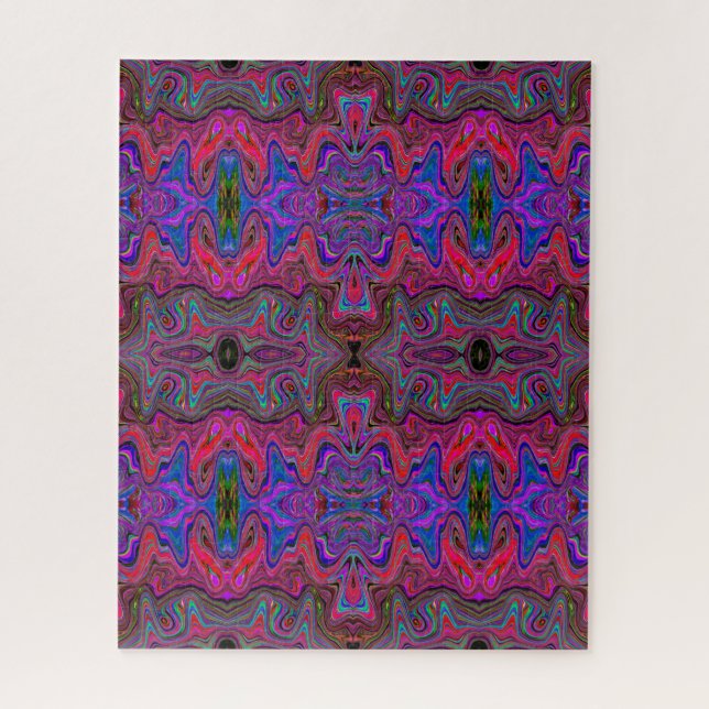 Puzzle Patrón Trippy rojo azul ondulado y arcoiris (Vertical)