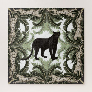 Puzzle Patrón tropical de guepardo de árbol bananero