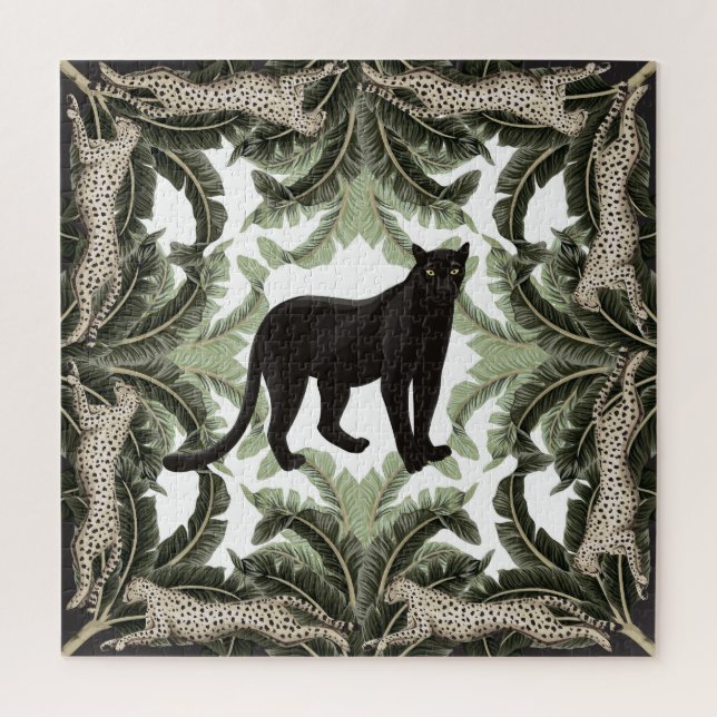 Puzzle Patrón tropical de guepardo de árbol bananero (Vertical)