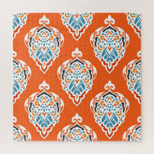 Puzzle Patrón vintage de damasco festivo, diseño elegante