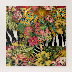 Puzzle Patrón Zebra floral moderno Patrón sudoeste