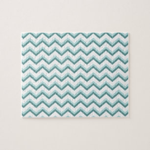 Puzzle Patrón ZigZag Chevron en verde menta