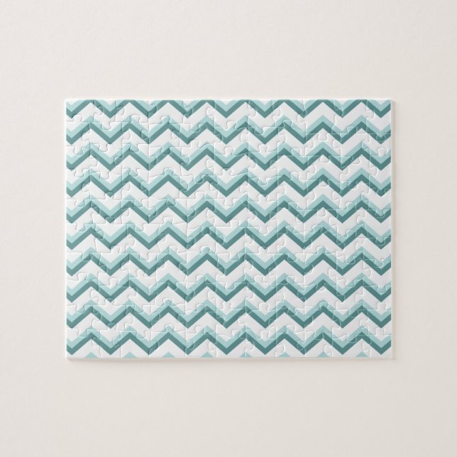 Puzzle Patrón ZigZag Chevron en verde menta (Horizontal)