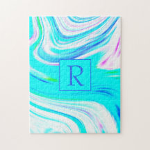 Patrones abstractos de monograma de las ondas rosa