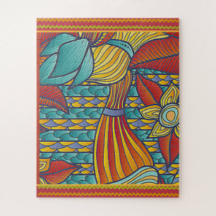 Puzzle Patrones contemporáneos rojo, oro, azul
