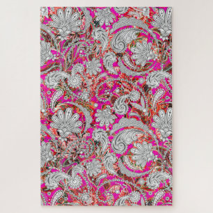 Puzzle Patrones de cachemira rosados blancos lindos