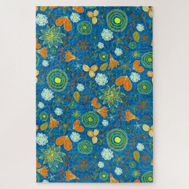 Puzzle Patrones de flores de cachemira mezcladas (Vertical)