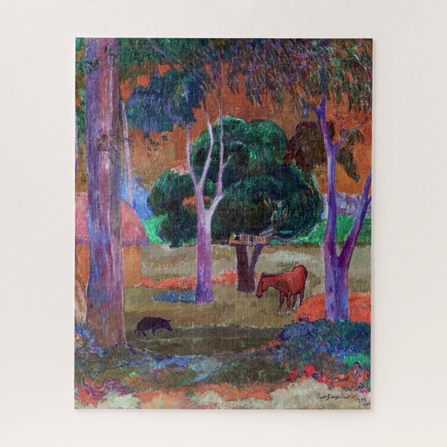 Puzzle Paul Gauguin - Paisaje con cerdo y caballo (Vertical)