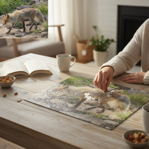 Puzzle Pausa salvaje: Fox en la luz de la mañana