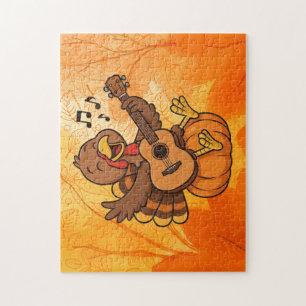 Puzzle Pavo de Acción de Gracias lindo con guitarra