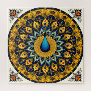 Puzzle Pavo decorativo sobre fondo blanco