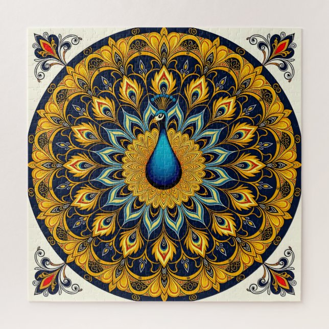 Puzzle Pavo decorativo sobre fondo blanco (Vertical)