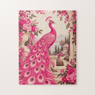 Puzzle Pavo real botánico de boda | Pink Couture