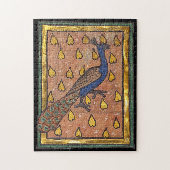 Puzzle Pavo real del bestiario medieval c. 1270 (Vertical)