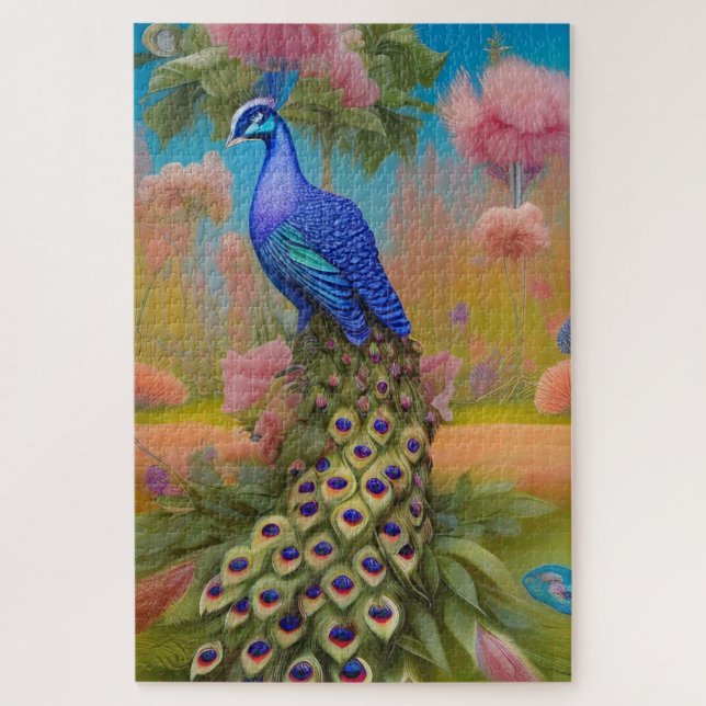 Puzzle Pavo real en el jardín (Vertical)