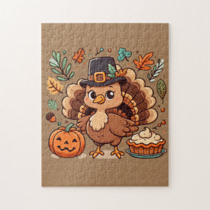 Puzzle Pavo y calabaza Personalizado lindo Día de Acción