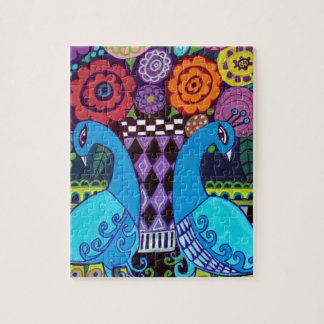 Puzzle Pavos reales con arte de las flores por el brezo