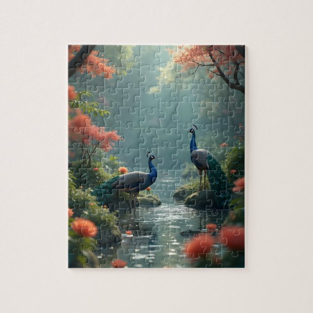 Puzzle pavos reales en el paraíso (Vertical)