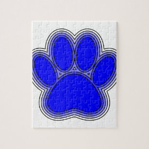 Puzzle Paw De Perro En Azul Con Brotes