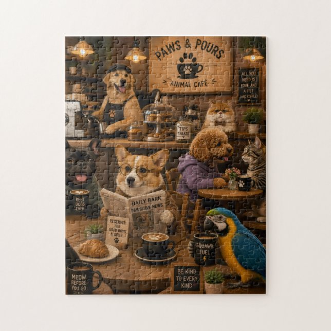 Puzzle Paws and Pours,café animal (Vertical)