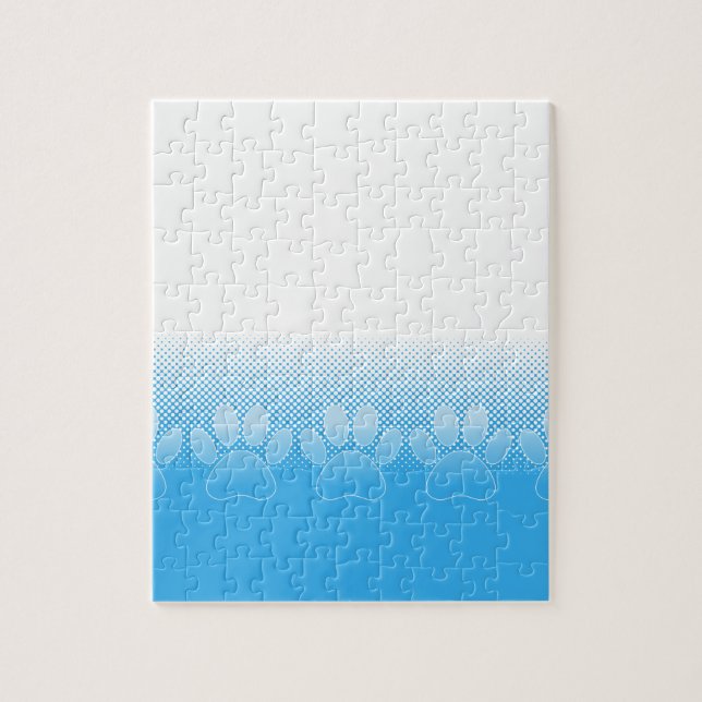 Puzzle Paws Azules Y Blancos Con Fondo De Prensa (Vertical)