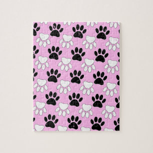 Puzzle Paws Blancos Y Negros Con Dolor En Fondo Rosa