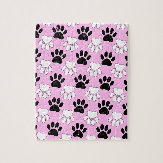 Puzzle Paws Blancos Y Negros Con Dolor En Fondo Rosa (Vertical)