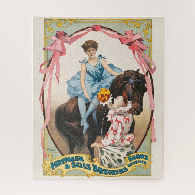 Puzzle Payaso Entregando Flores A Una Mujer A Caballo (Vertical)