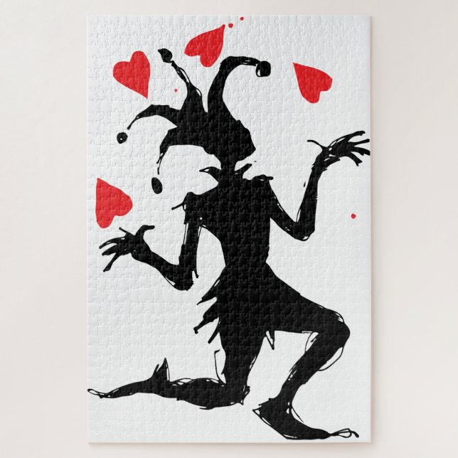 Puzzle Payaso espeluznante jugando con corazones (Vertical)