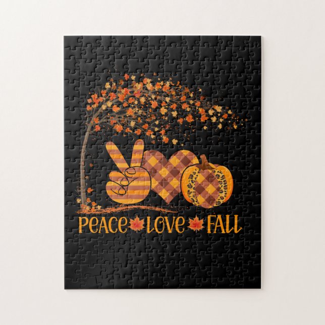 Puzzle Peace Love Fall Pumpkin Autum Happy Fall (Vertical)