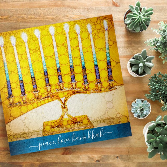 Puzzle Peace Love Hanukkah Artsy Yellow Gold Menorah Moda (Subido por el creador)