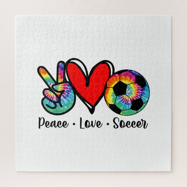 Puzzle Peace Love Soccer Tie Dye Design Mujeres Jóvenes C (Vertical)