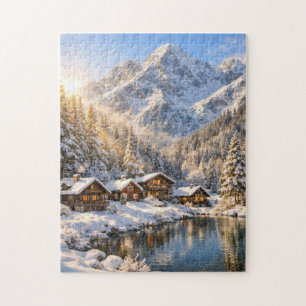 Puzzle Peaceful Snow-Covered Cabins