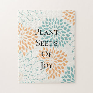 Puzzle Peach Aqua Floral Blossoms Joy Poema