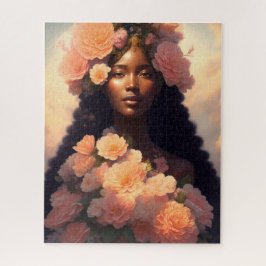 Puzzle Peach Floral Black Woman