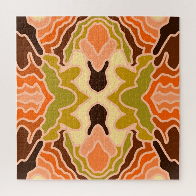 Puzzle Peach Fuzz Boho Shabby Chic Geometric Resumen Art (Vertical)