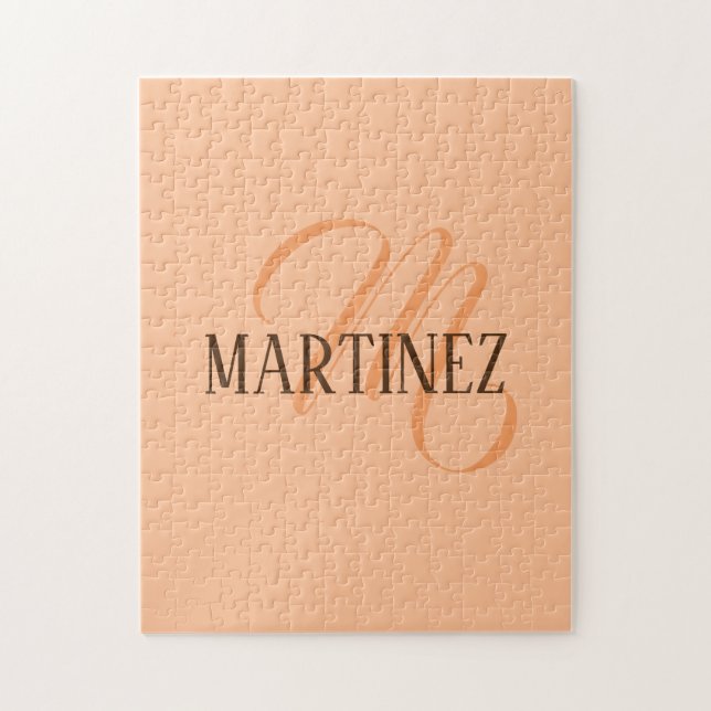 Puzzle Peach Fuzz Elegante Nombre Personalizado (Vertical)