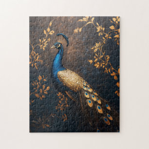 Puzzle Peacock en azul y oro