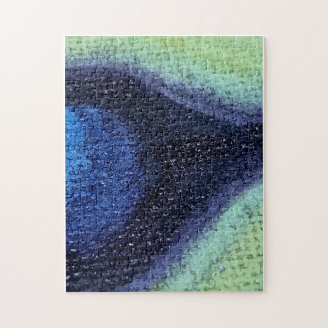 Puzzle Peacock Feather on Canvas (Vertical)