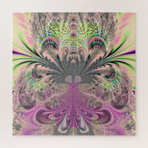 Puzzle Peacock Feathers Bouquet Fractal Resumen Arte