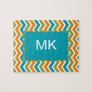 Puzzle Peacock Vibrant Tribal Zigzag