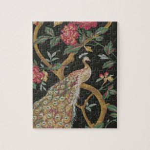 Puzzle Peacock Y Roses Rosa
