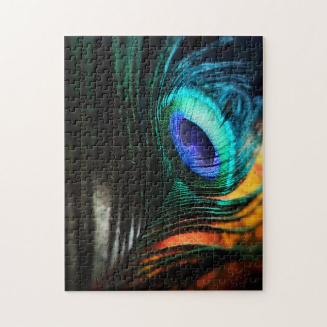 Puzzle Peakcock Feather de cerca y personal (Vertical)