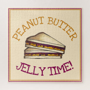 Puzzle Peanut Butter Jelly Time PBJ Sandwich Lunch Foodie
